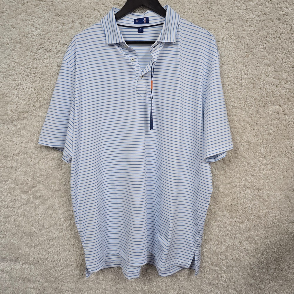 Stitch Golf Polo Shirt Mens XL Blue Orchid Bleecker‎ Stripe Nasdaq Dorsey Wright
